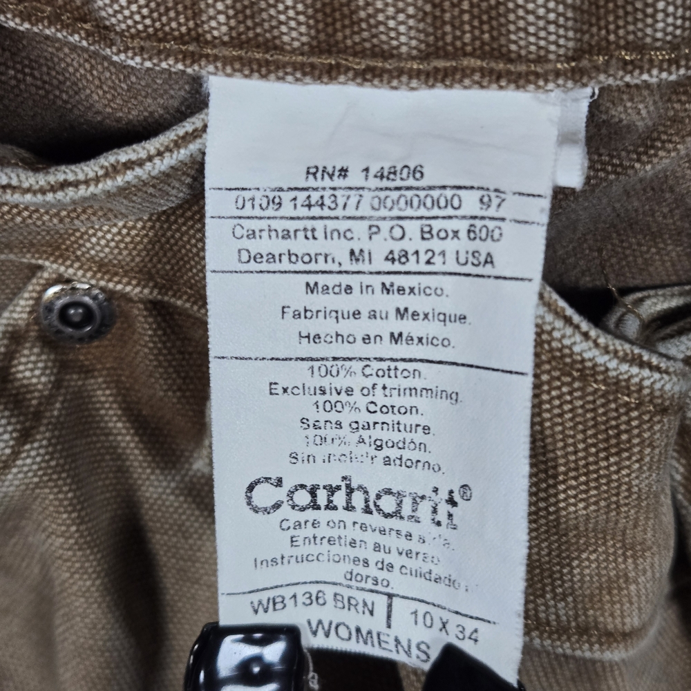 Vintage Carhartt Women's 10x34 Double Knee Canvas Pants Faded Tan WB136 - Picture 12 of 16